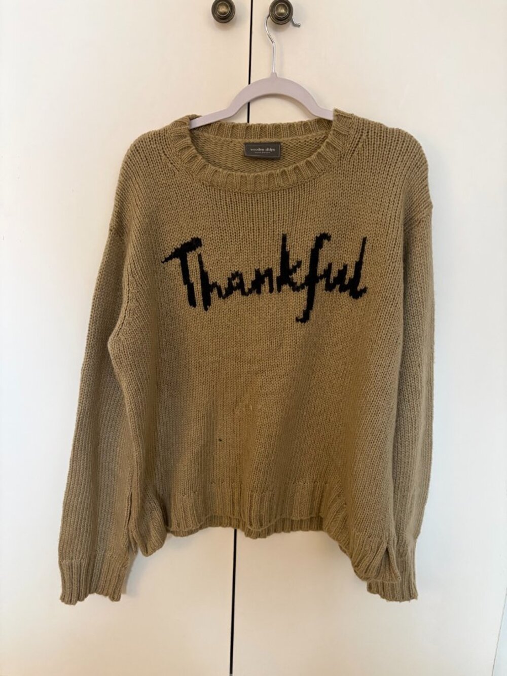 Wooden Ships Olive Green 'Thankful' Intarsia Knit Sweater